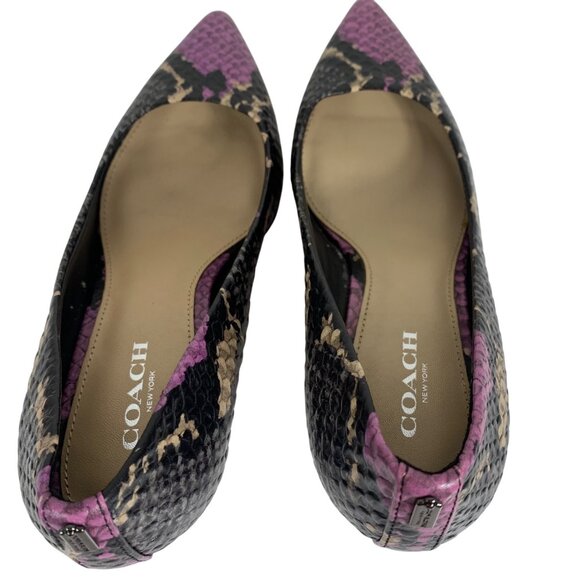 COACH Lacey Pumps Snake Skin Purple Black 2.5 Heel Leather Women's SZ 5.5B EUC - Picture 6 of 10